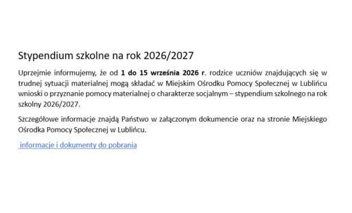 Zdjęcie do Stypendium szkolne na rok 2026/2027
